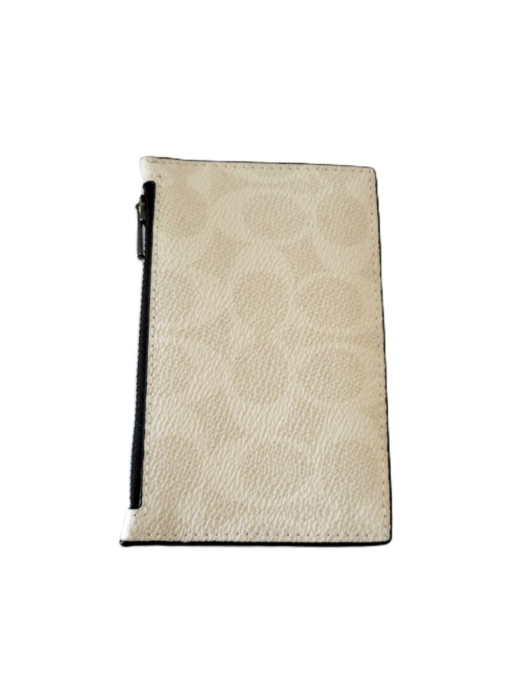 Coach CV764 Zip Card Case Signature Mini Wallet Chalk Black - Picture 5 of 6